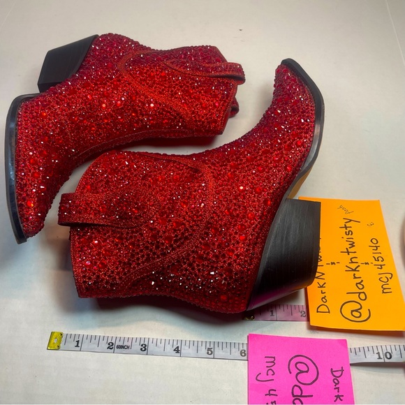 BNIB FIRST QUALITY Jessica Simpson Red Tamira 2 Rhinestone Ankle Boots 6M - Picture 14 of 15